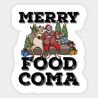 Foodie Gifts Food Coma Funny Christmas Pun Santa Claus Sticker